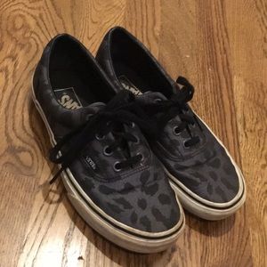Vans grey and black leopard herringbone shoes